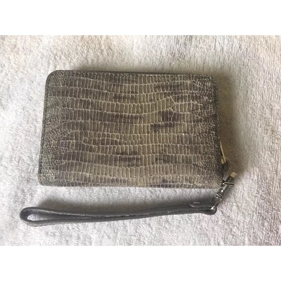Michael Kors Zip Wallet Snakeskin Grey Wristlet - Picture 2 of 6